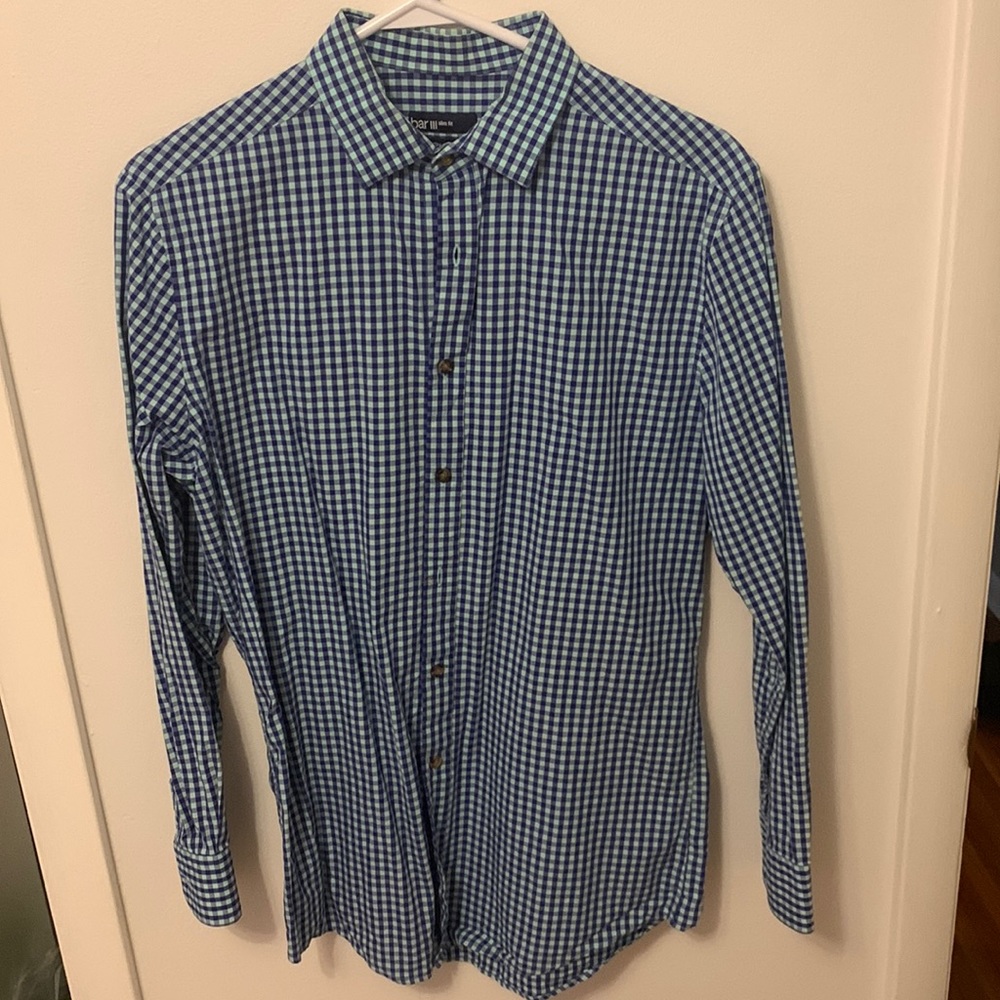 Men’s medium bar III slim fit dress shirt, car any collection. Medium